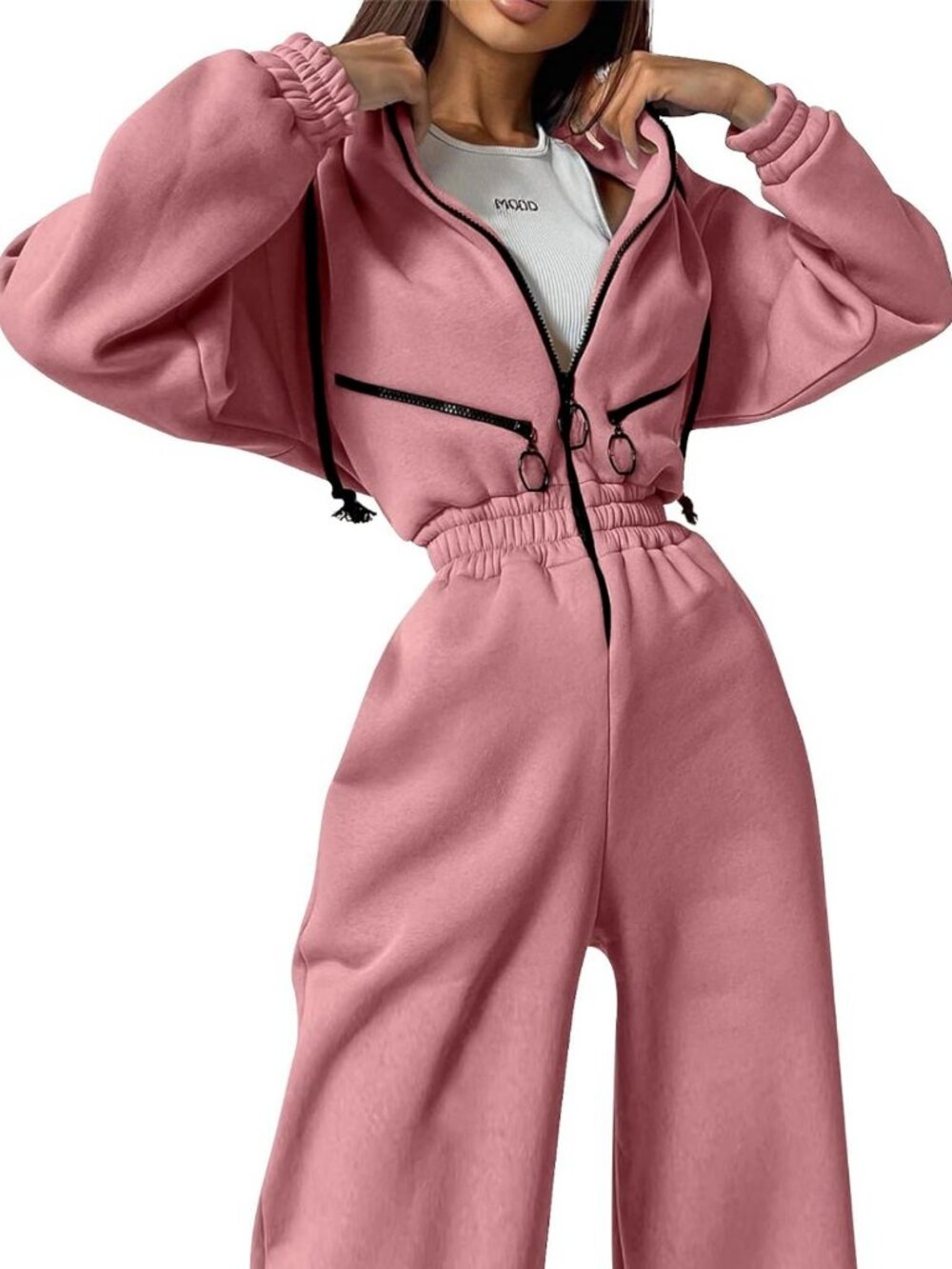 Cozy Hooded Fleece Jumpsuit for Women | One-Piece Sweatshirt Outfit